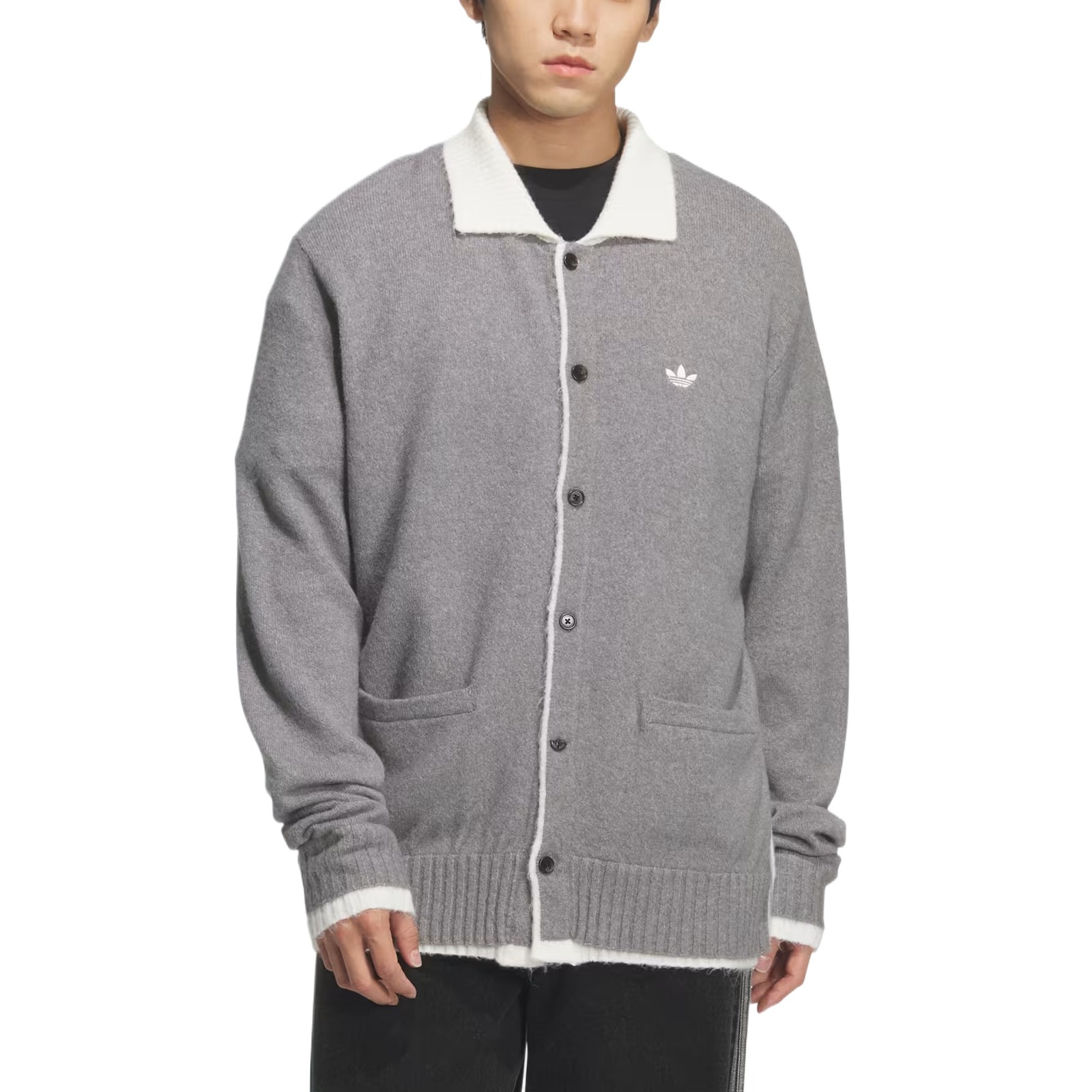 Adidas Originals REFINED LUXE Sweaters Men's Gray/White Lapel Moderate KS2907 gallery