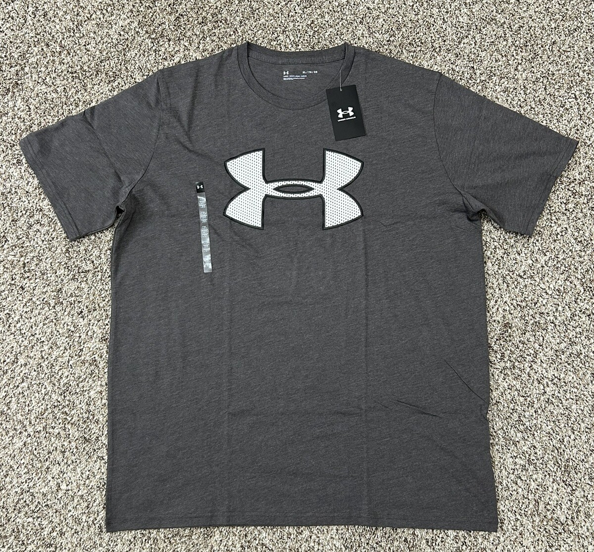 New UNDER ARMOUR Big Logo Men’s Gray T-shirt Tee Loose Size XL  (M2)