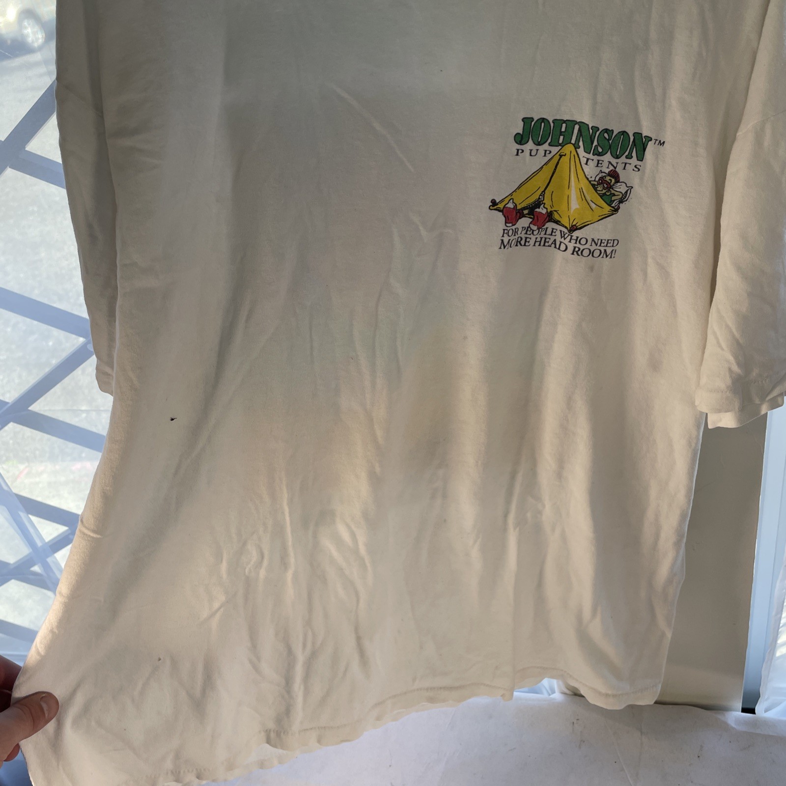 Vintage 90s BIG JOHNSON Pup Tents T-Shirt Single Stitch Camping Distressed gallery