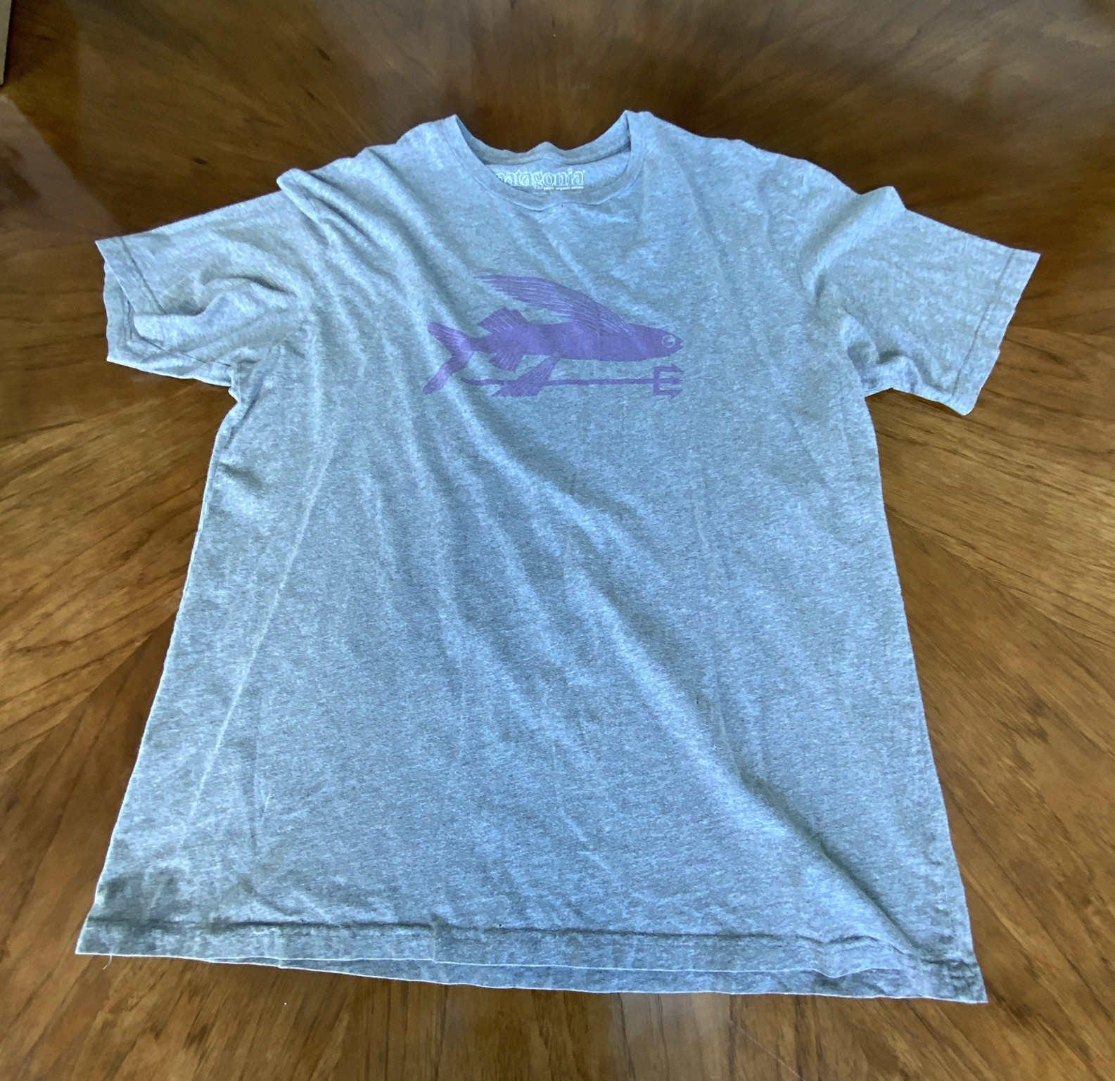 Patagonia Men's Gray Fish Logo Graphic Crew Neck Short Sleeve T-Shirt Size L gallery