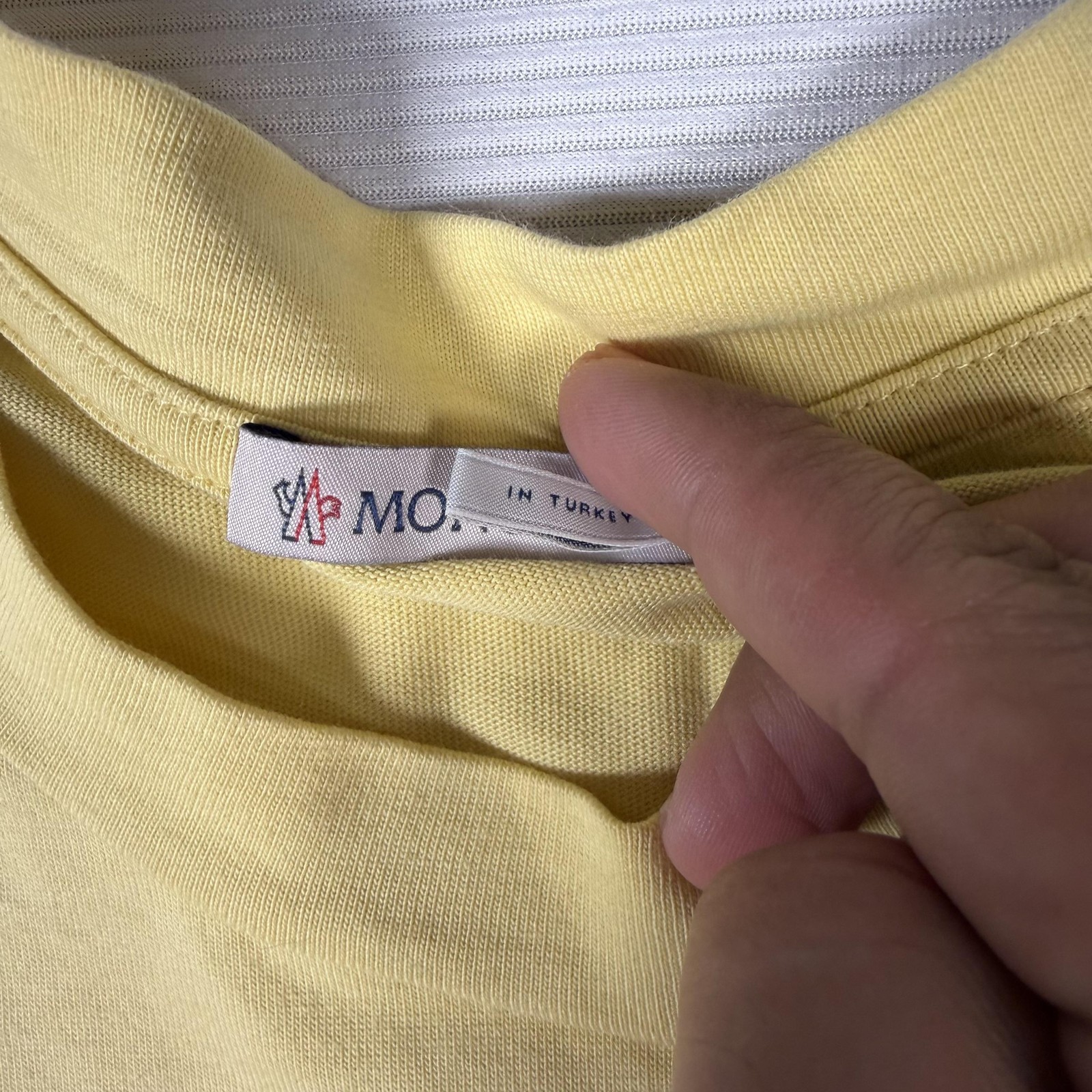Moncler Shirt Mens Medium Yellow Big Logo Stud Graphic Tee Designer Streetwear gallery