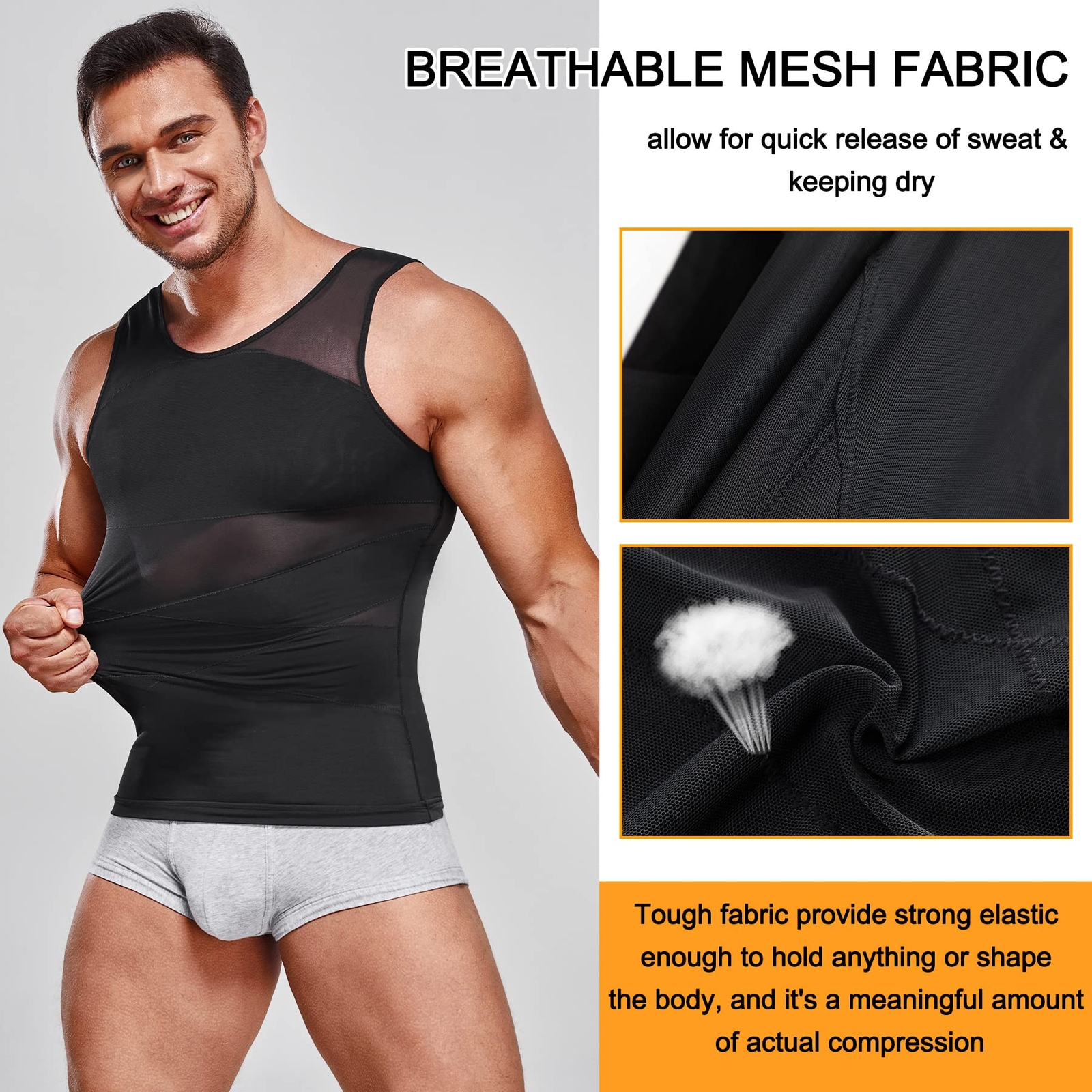 Men Abdomen Compression T-Shirt Slimming Body Shaper Posture Corrector Vest Tops gallery