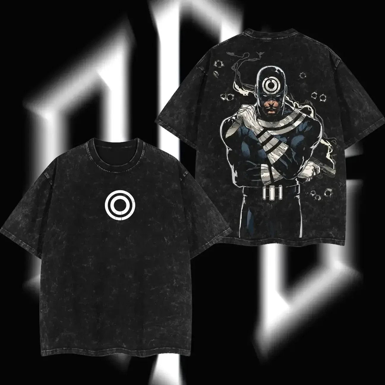 Retro Bullseye Solid White Target Circle Bullseye Symbol Front Chest Print