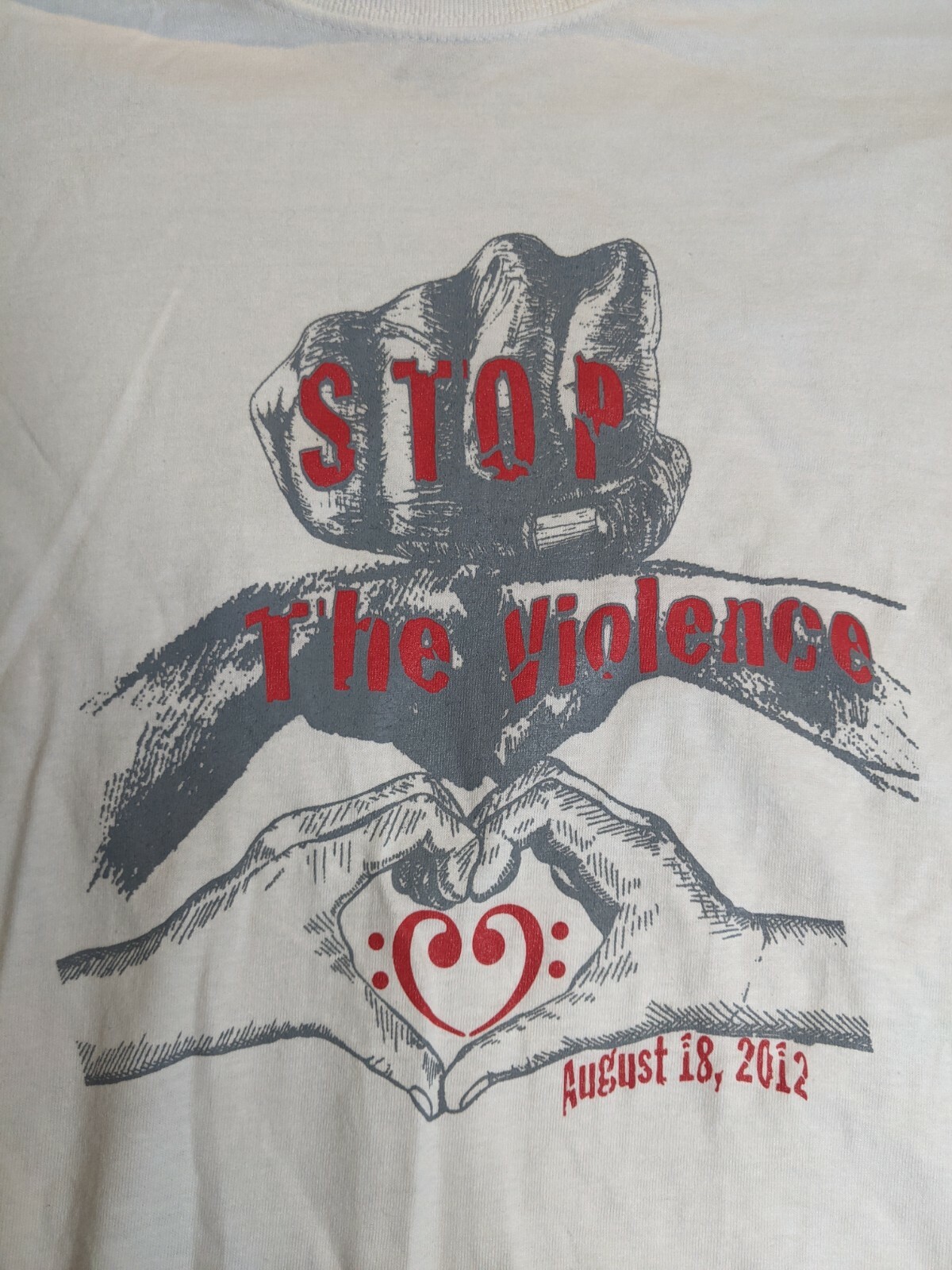 Stop the violence Love Heart Domestic Abuse shirt mens size small S White gallery