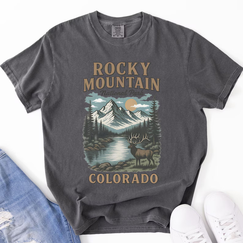 Rocky Mountain National Park Comfort Tee Retro Vintage Style Shirt Gift