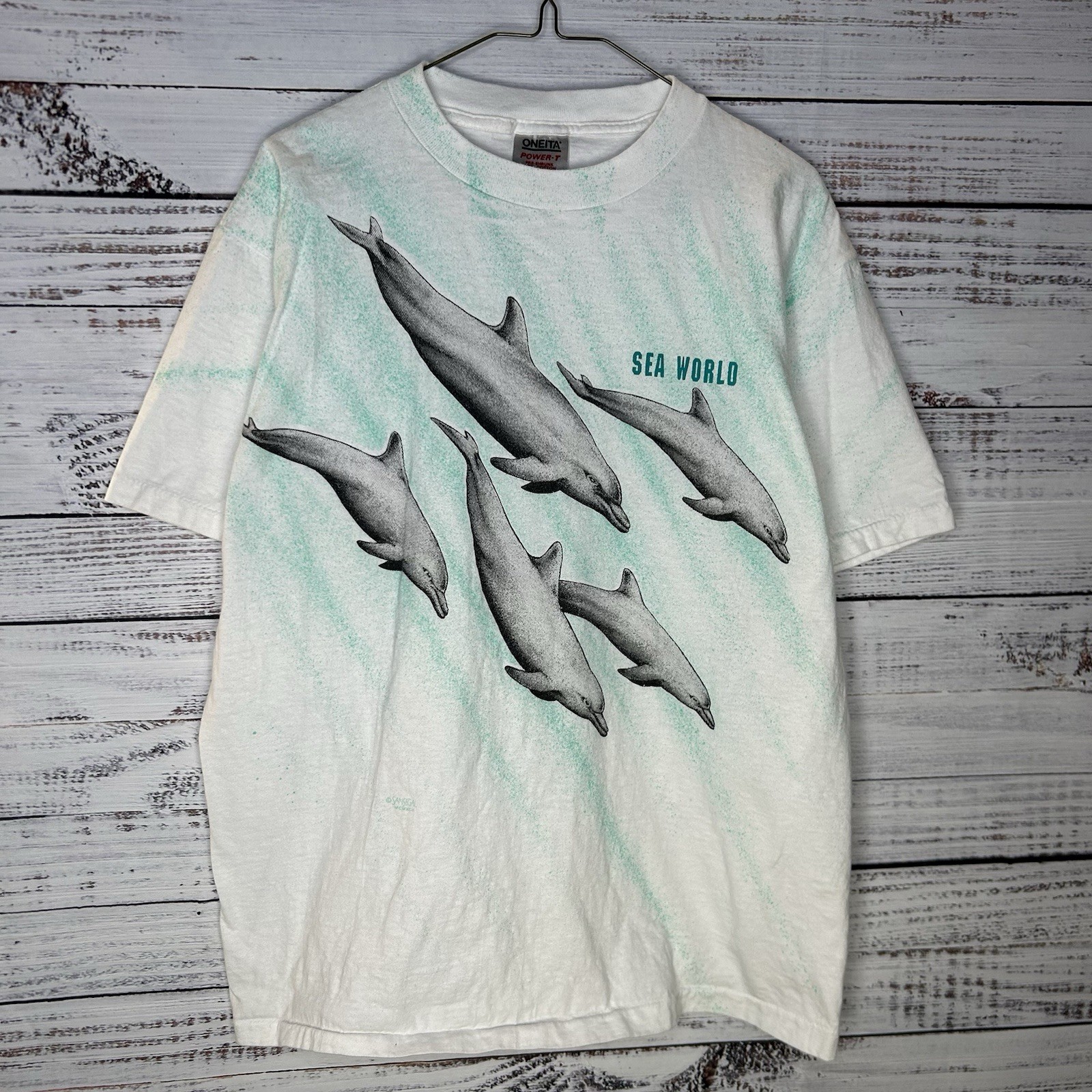 Vintage Sea World Single Stitch T-Shirt Nature All Over Print Graphic Dolphins L gallery