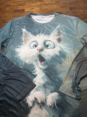 Fun Crazy Cat Poly Print Front And Back Graphics Size Xl