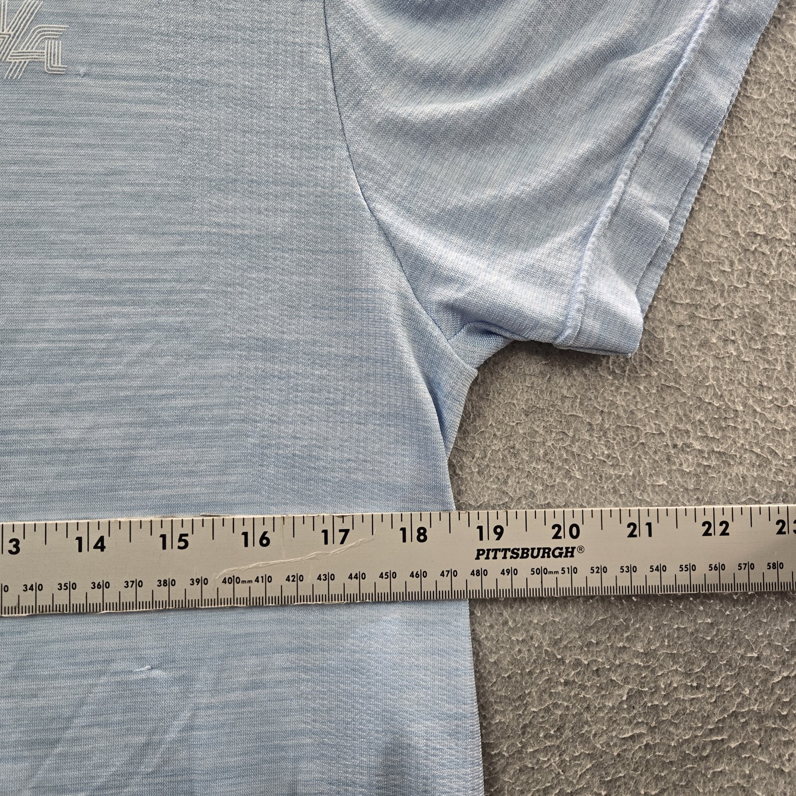 Youngla Men Shirt L Light Blue Logo Short Sleeve gallery