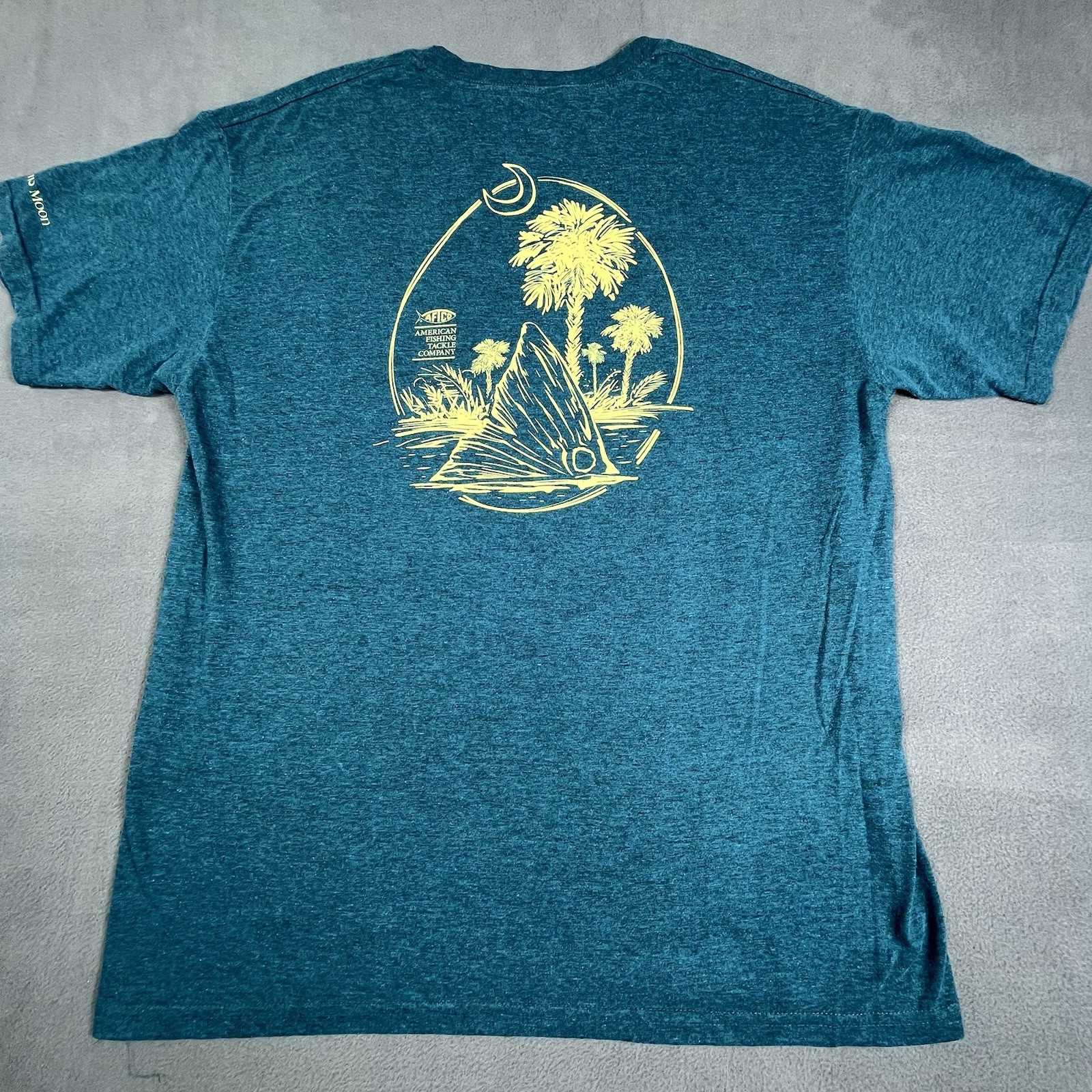 AFTCO Shirt Adult L Blue Short Sleeve Crew Neck Fishing Outdoor Mens