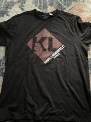 New Designer Karl Lagerfeld Paris Black Logo T-shirt Size Large USA Men’s