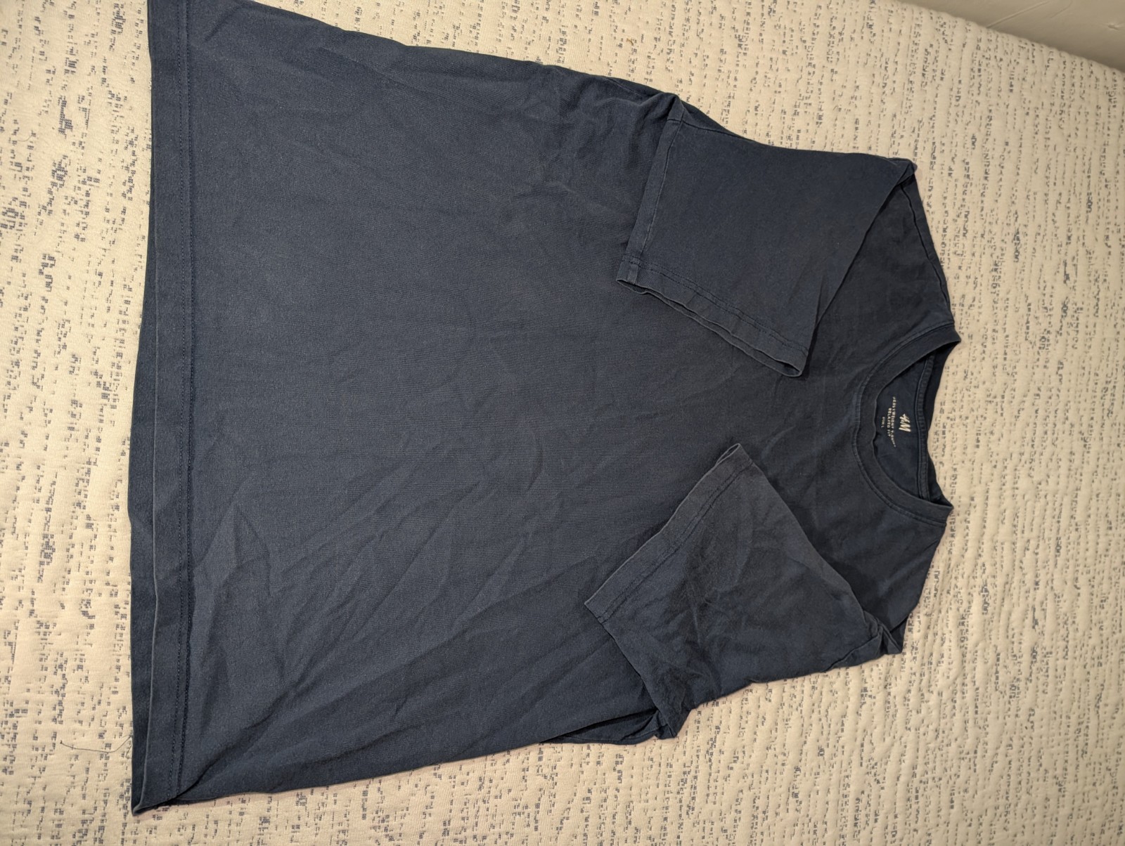 H&M Men's Blue Heavy Weight T-Shirt Solid Crew Neck Relaxed Fit Short Sleeve L gallery