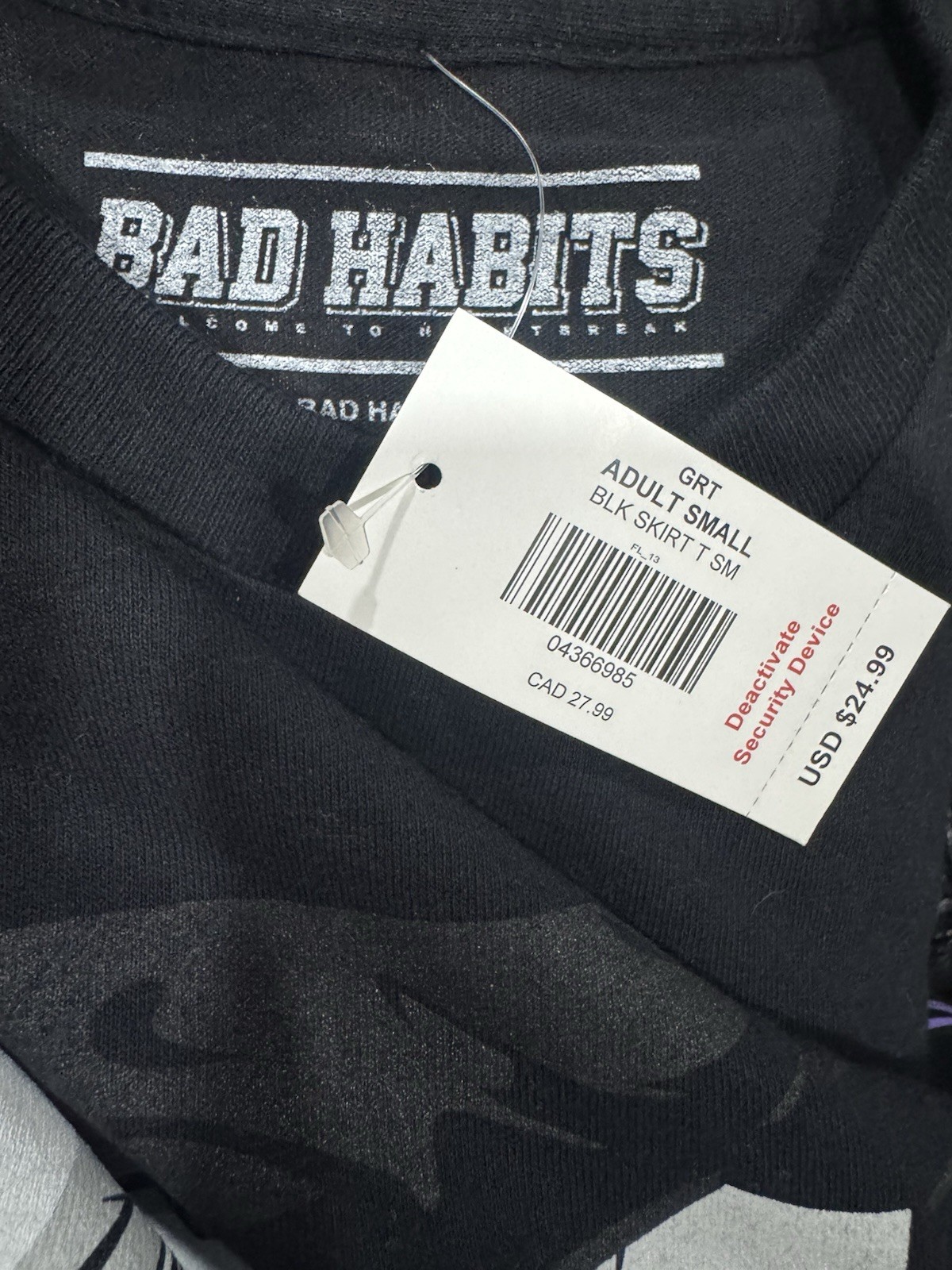 Bad Habits Graphic Tee T-Shirt Men’s LARGE Black Cotton Licensed NWT gallery