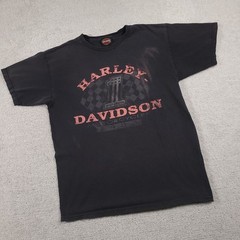 Harlye Davidson Shirt Mens Medium Black #1 Motorcycle Riding Y2K Grunge Tee