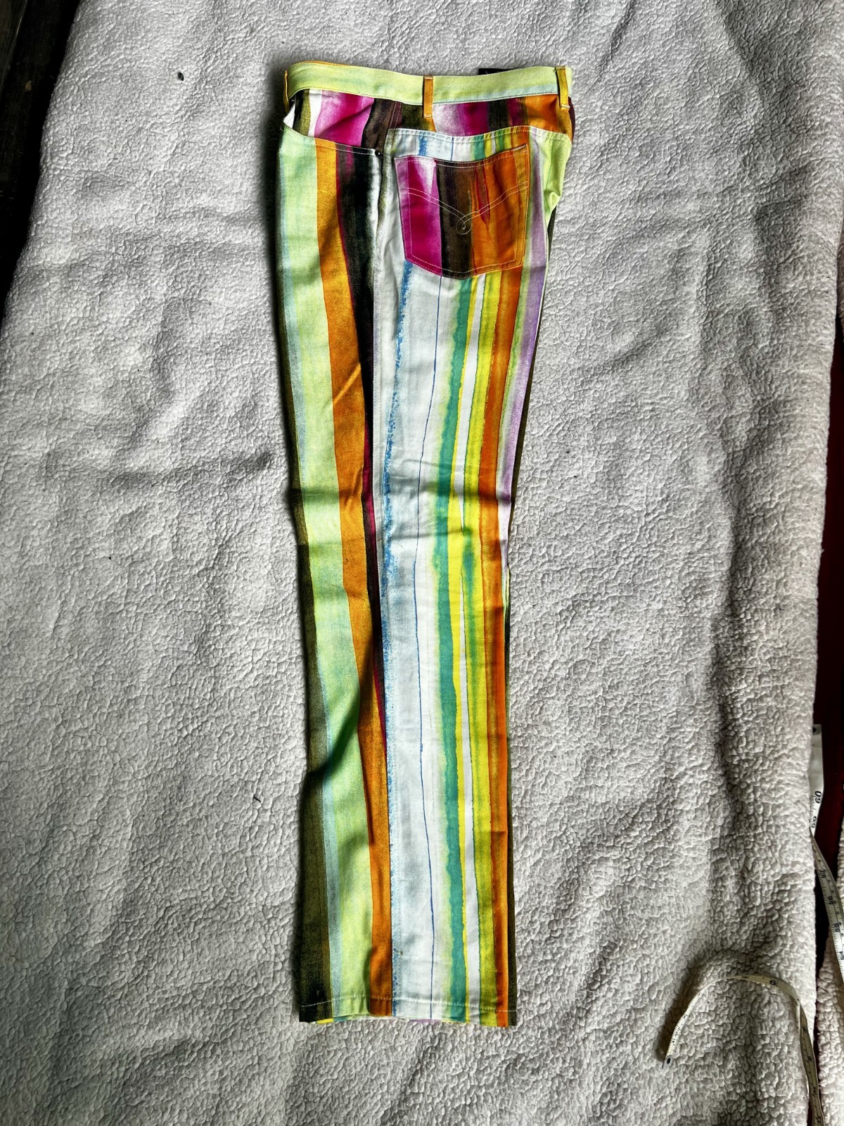 Vintage Moschino Cheap & Chic 2 piece multi-color striped pants/button-up shirt gallery