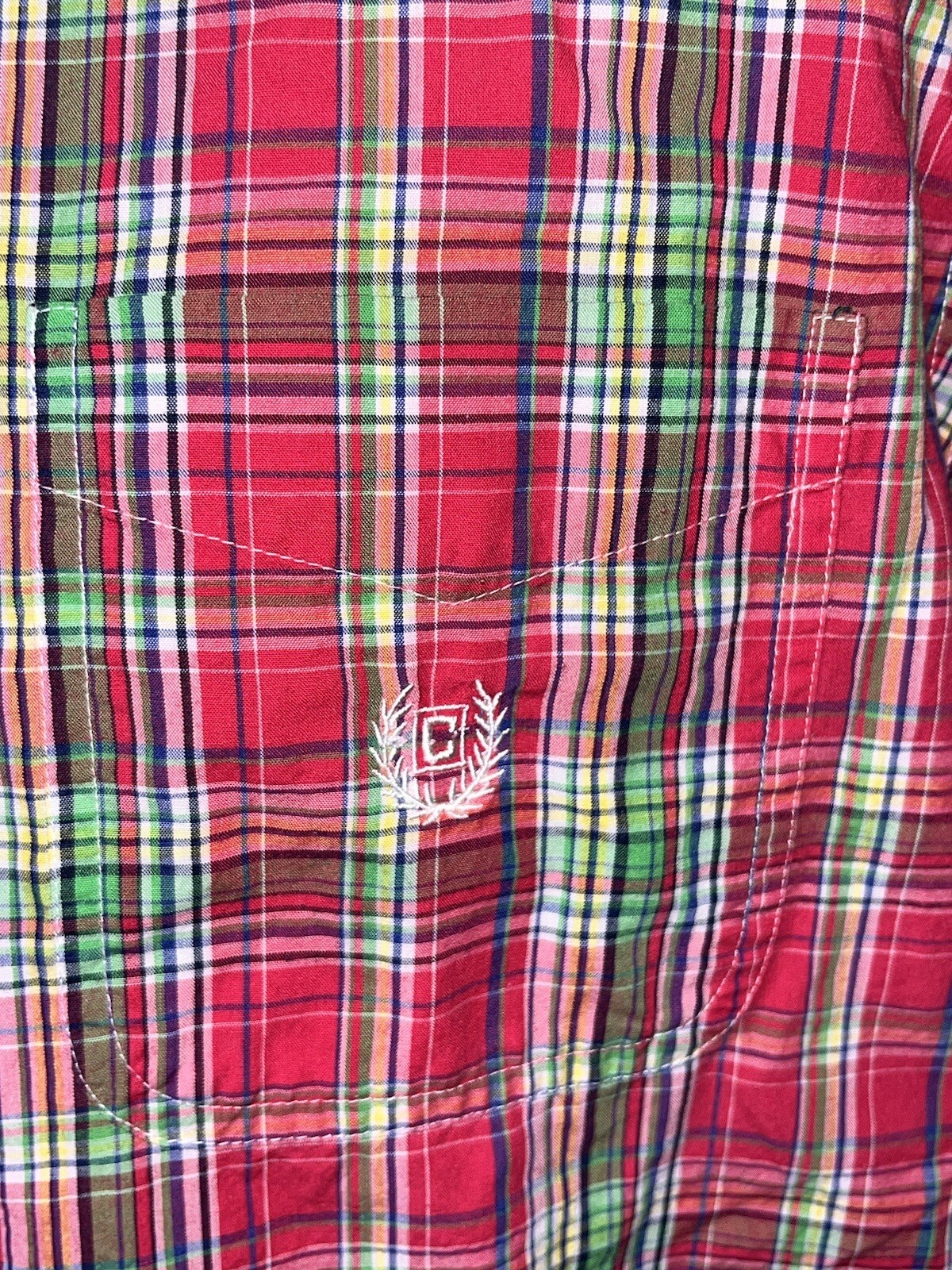 Chaps Easy Care Shirt Men Large L Tartan Plaid Short Sleeve Button gallery