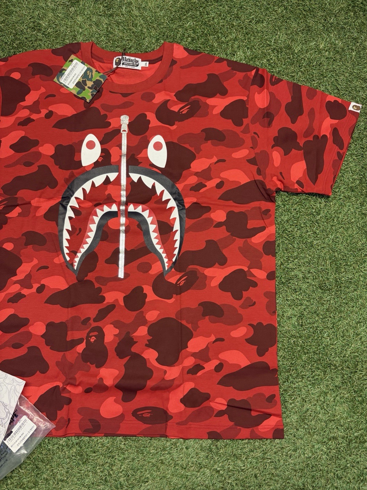 A Bathing Ape Color Camo Shark Tee Red 2XL
