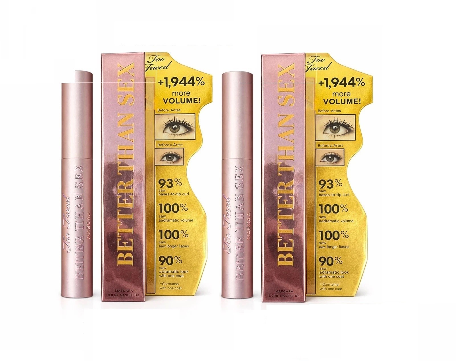 TOO FACED Better Than Sex Volumizing Mascara .27oz Full Size, (PACK- 2)