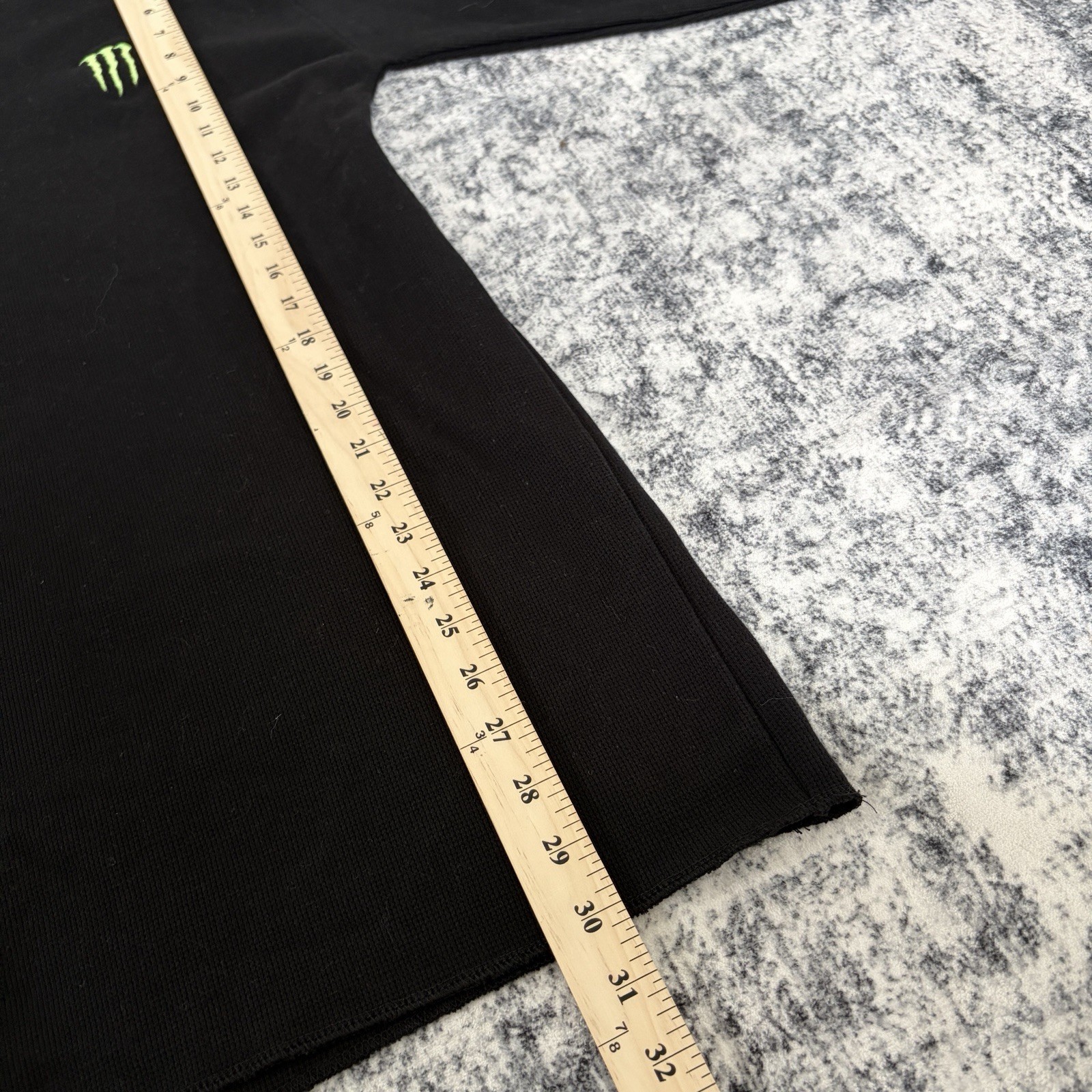 Monster Energy Waffle Knit Thermal Shirt Mens XL Black Long Sleeve Embroidered gallery