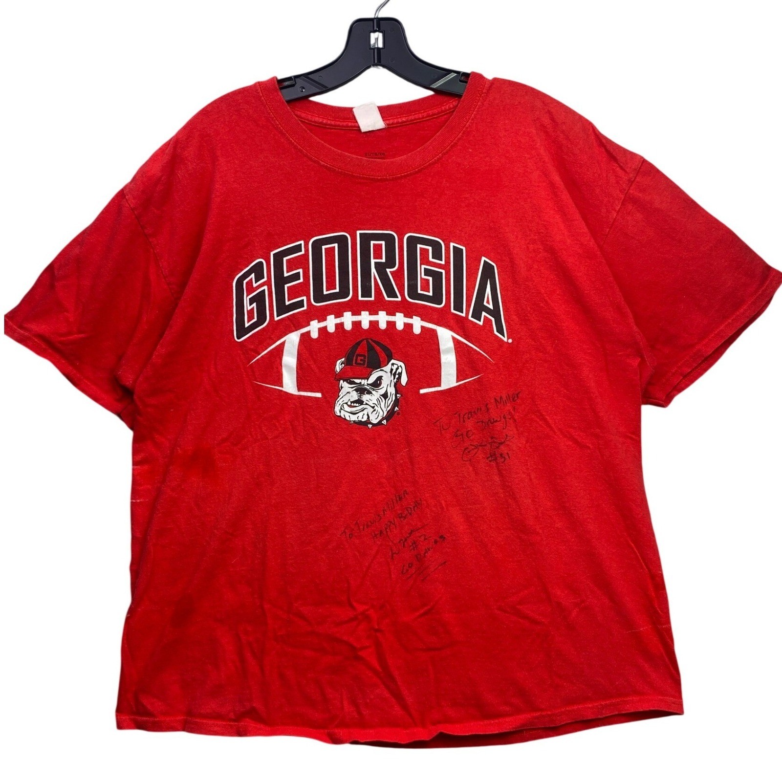Georgia Bulldogs Shirt Mens Extra Large Fotball Autographed Spell Out Athleisure gallery