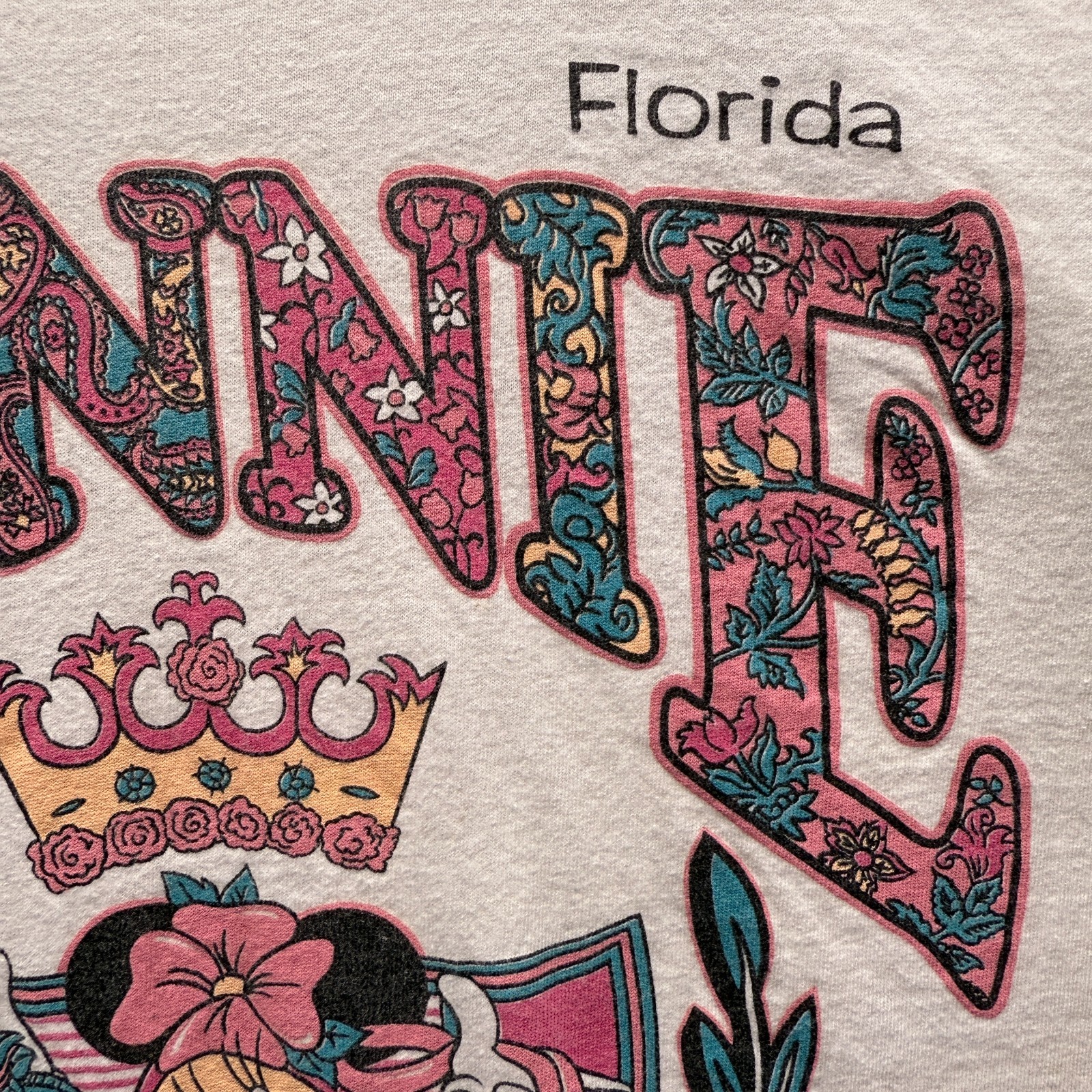 Vtg Disney Minnie Mouse Florida Graphic Mens L T Shirt Paisley Floral Dance 80s gallery