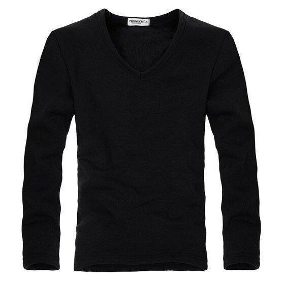 Men’s Casual Workout V Neck Long Sleeve Fleece Top Slim Fit Warm T-Shirt Tee US