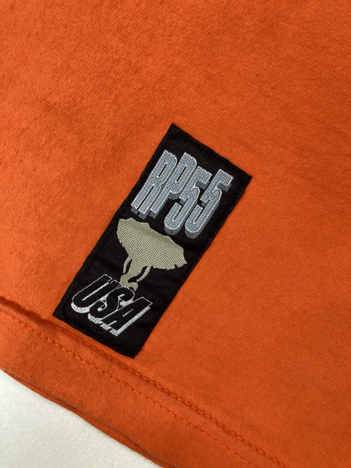 Vintage RP55 Check Da Technique Dice T-shirt Men XL Orange Long Sleeve USA 90s gallery
