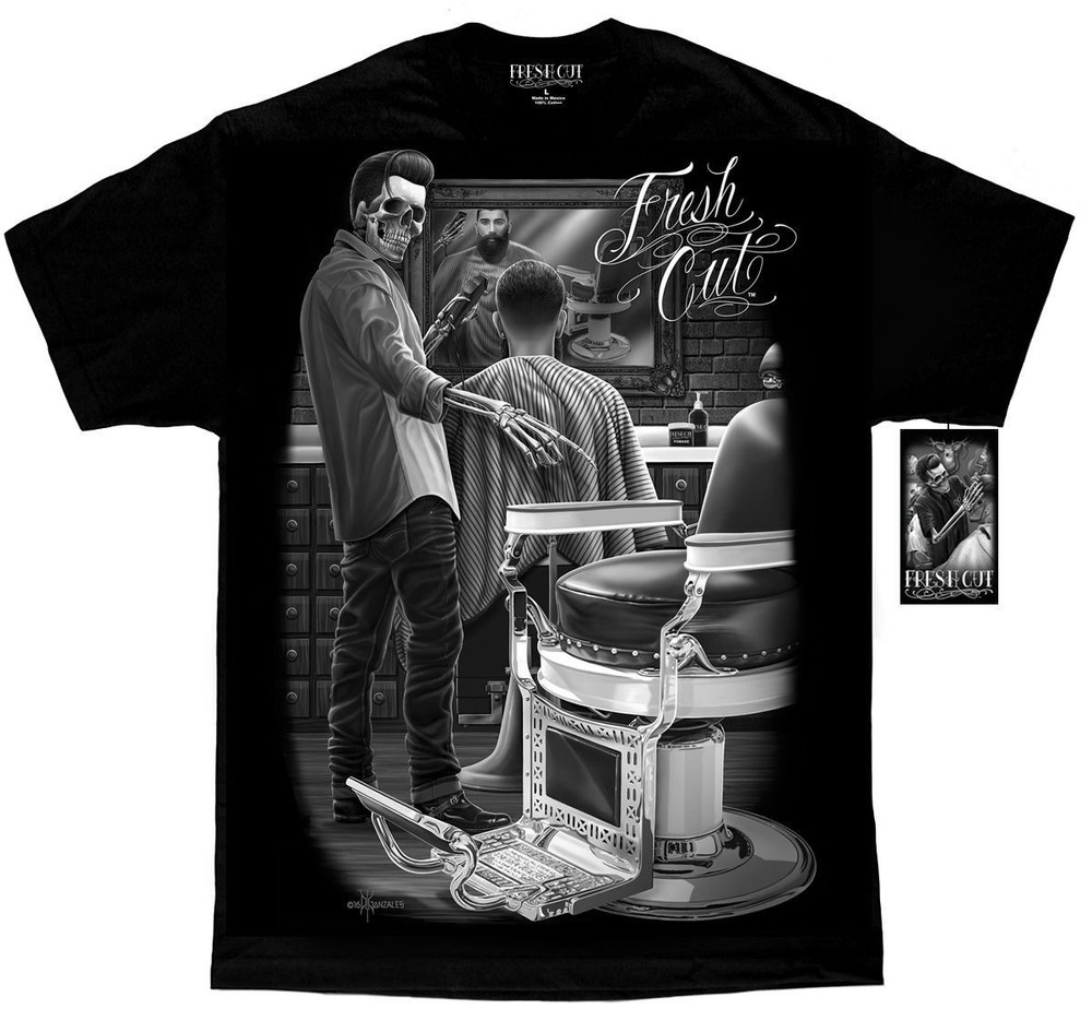 DGA David Gonzales Art Fresh Cut Appointment Barber Haircut Greaser Mens Shirt