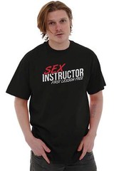 Sex Instructor Free Lessons Funny Pun Humor Mens Casual Crewneck T Shirts Tees