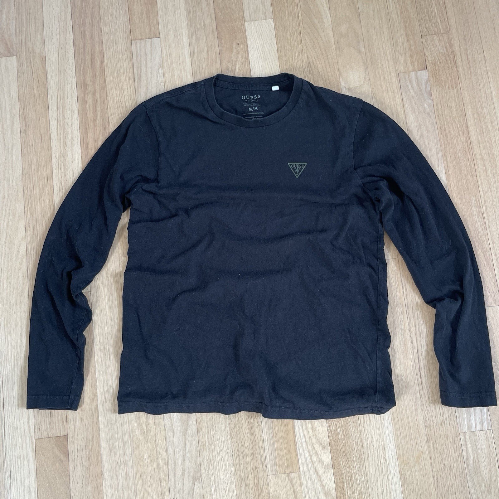 GUESS Jeans Co Long Sleeve Shirt Logo Size Medium Black Men’s