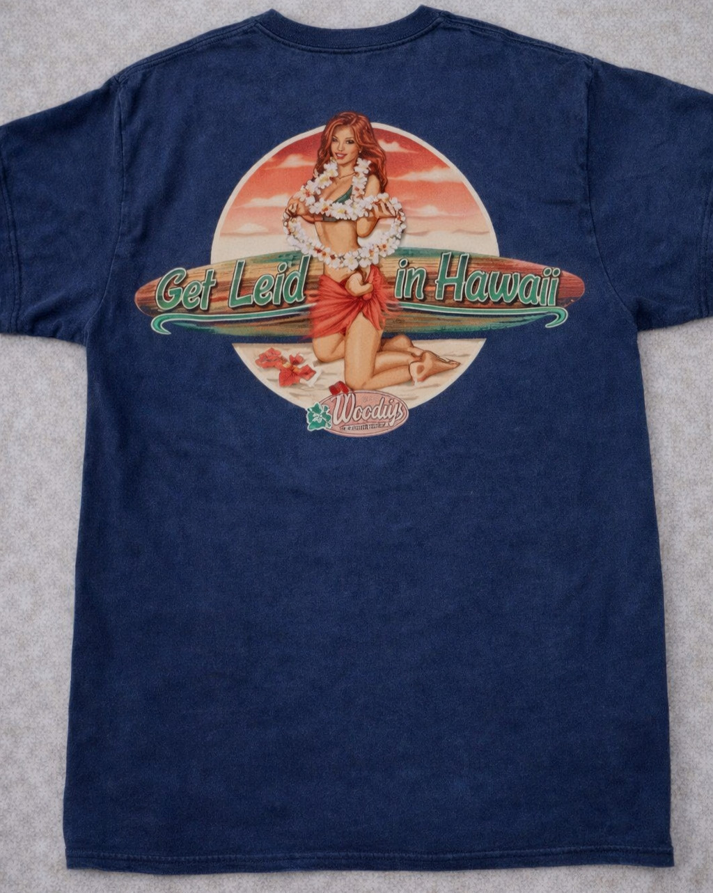 Woodys Longboards Hawaii T Shirt Large Faded Surf Graphic Double Sided gallery