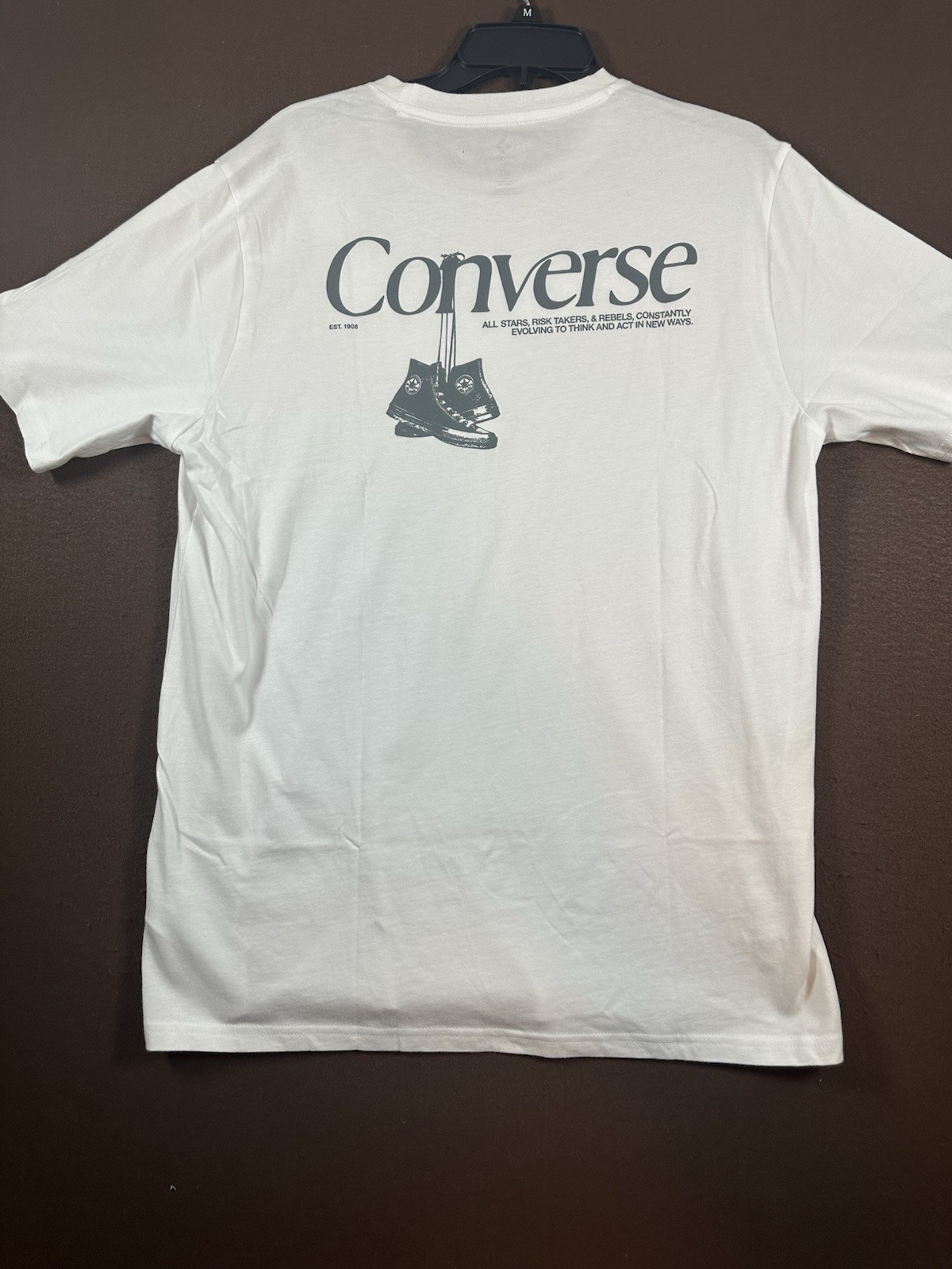 Converse Men’s Tee MEDIUM White Loose Fit Short Sleeves T-Shirt 100% Cotton NWT