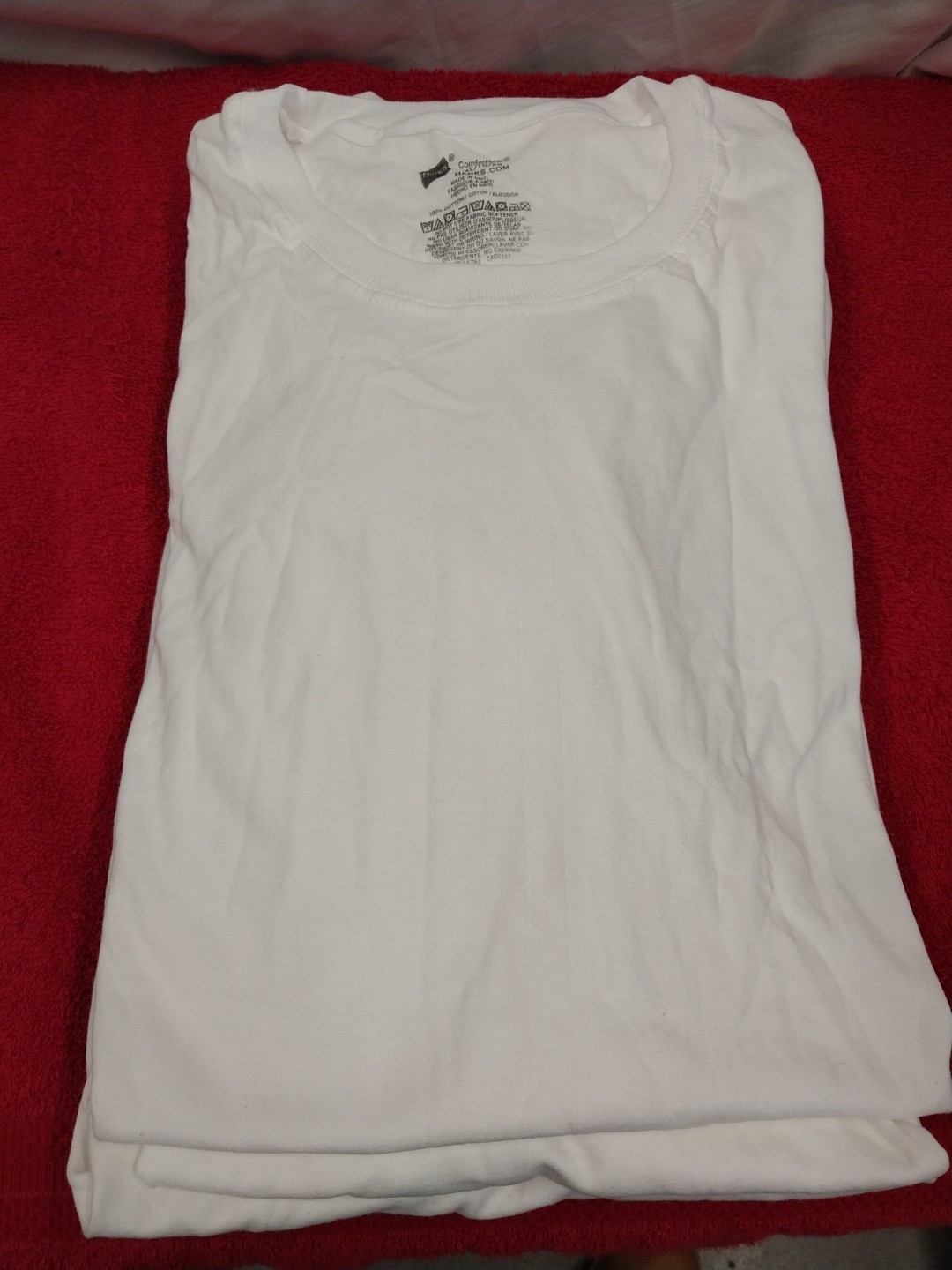 Hanes Comfort Soft Tagless Layflat Collar Crew Neck T-Shirts White Size XL 6…