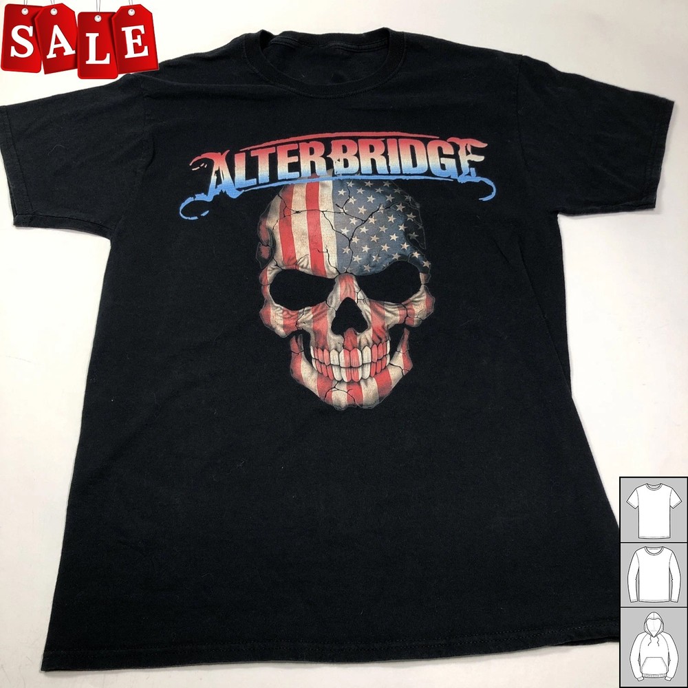 New Popular Alter Bridge American Flag Skull Cotton Unisex S-5XL Shirt WE709