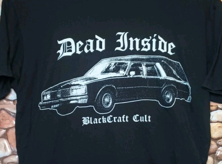 Black Craft Cult DEAD INSIDE Hearse White Black Small T-Shirt Occult Goth Y2K gallery