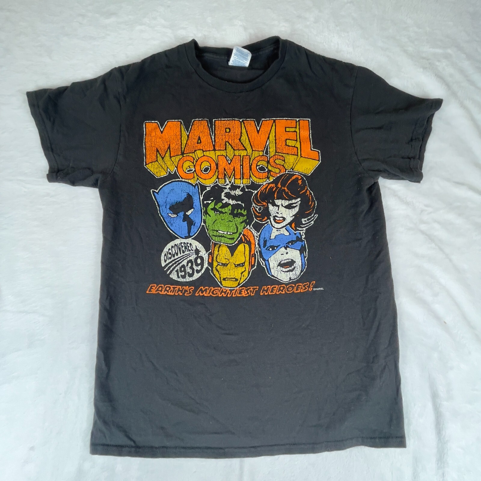 Mad Engine Marvel Comics T-Shirt Mens Medium Earth’s Mightiest Heroes Headshots