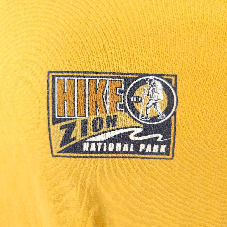Hike Zion T Shirt Mens Size Medium Yellow National Park Travel Destination gallery