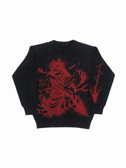 Men’s Bla Red Graphic Knit Sweater Crew Ne Oversized Casual Long Sleeve Pull