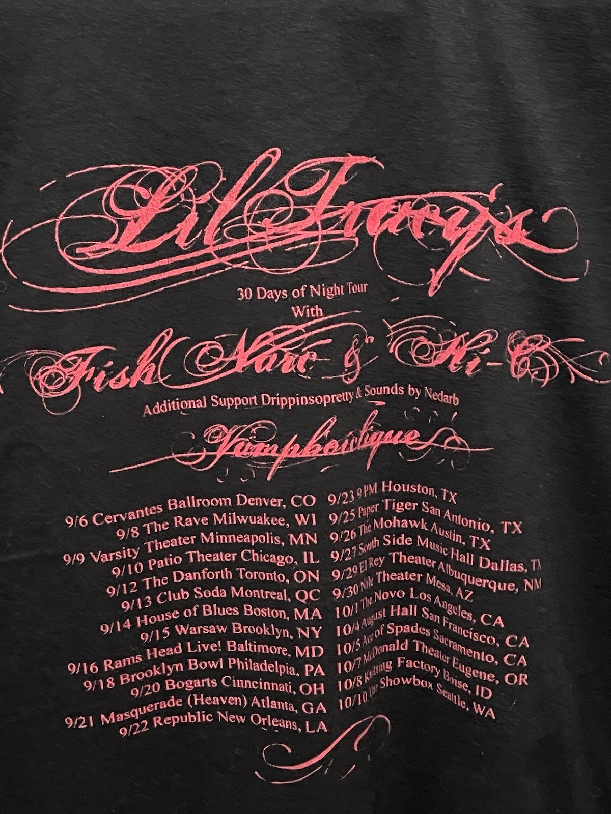 Men’s XL Lil’ Tracy 30 Days of Night Concert Tour Rap Hip Hop Peep Black T Shirt gallery