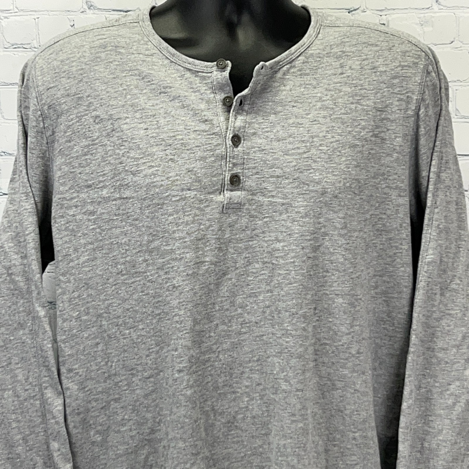 Vince Henley T Shirt Long Sleeve Cotton Heathered Gray Mens XL X-Large