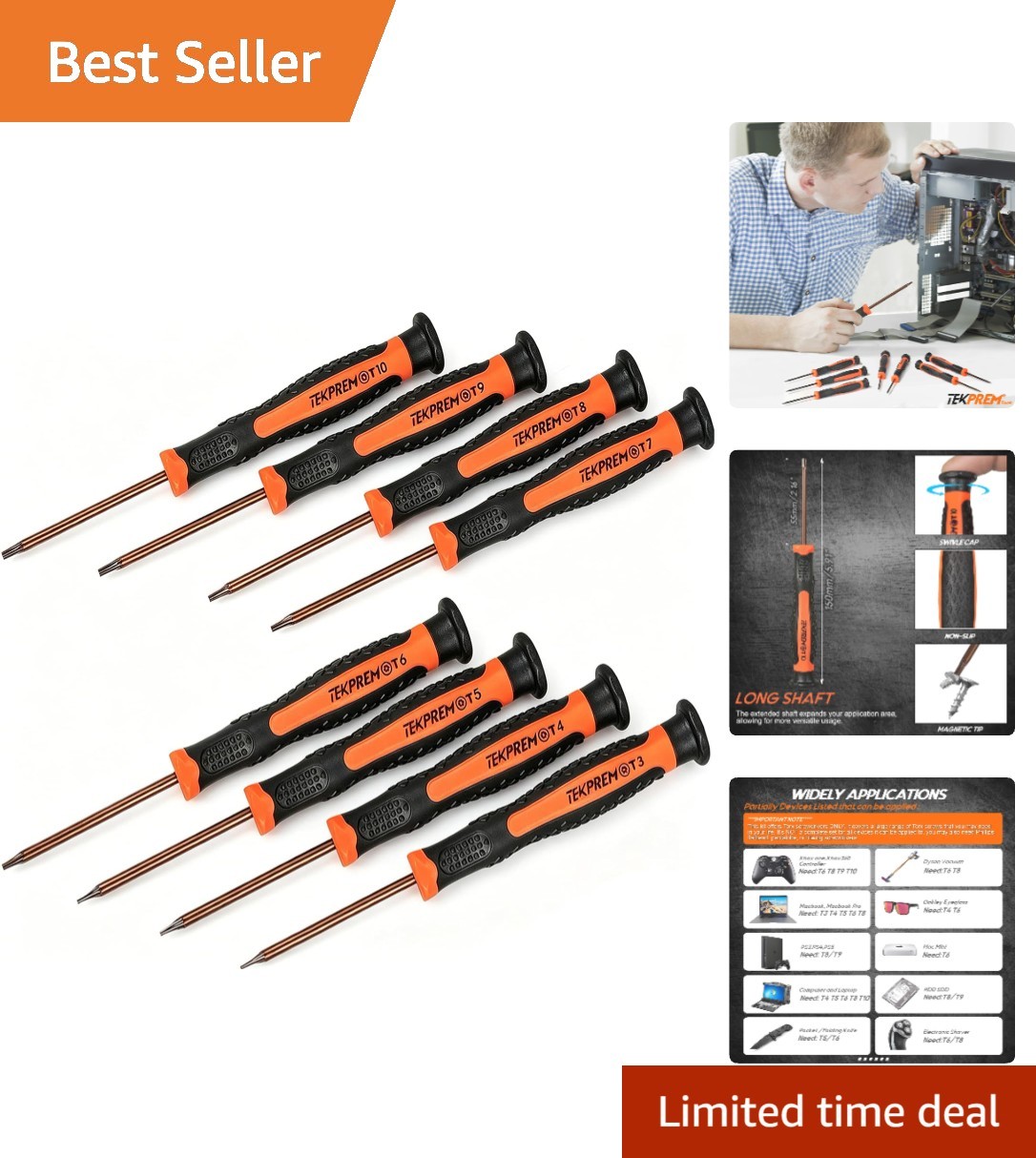 8 in 1 Small Torx Screwdriver Set with T3 T4 T5 T6 T7 T8 T9 T10 Torx Security Bi