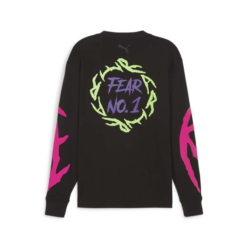PUMA Melo X Toxic Graphic Crew Neck Long Sleeve T-Shirt Mens Black Casual Tops 6 gallery