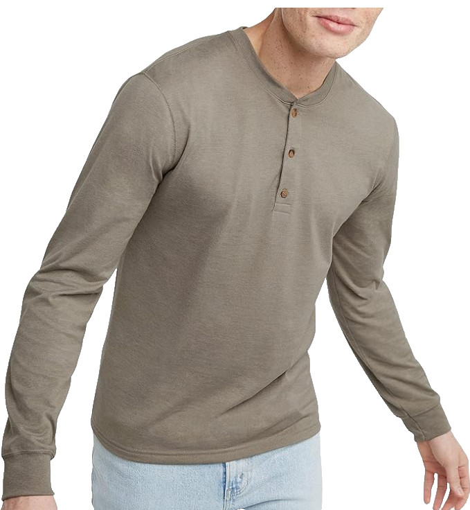 Hanes Comfortblend Originals T-Shirt, Long Sleeve Cotton Henley for Men-SMALL gallery