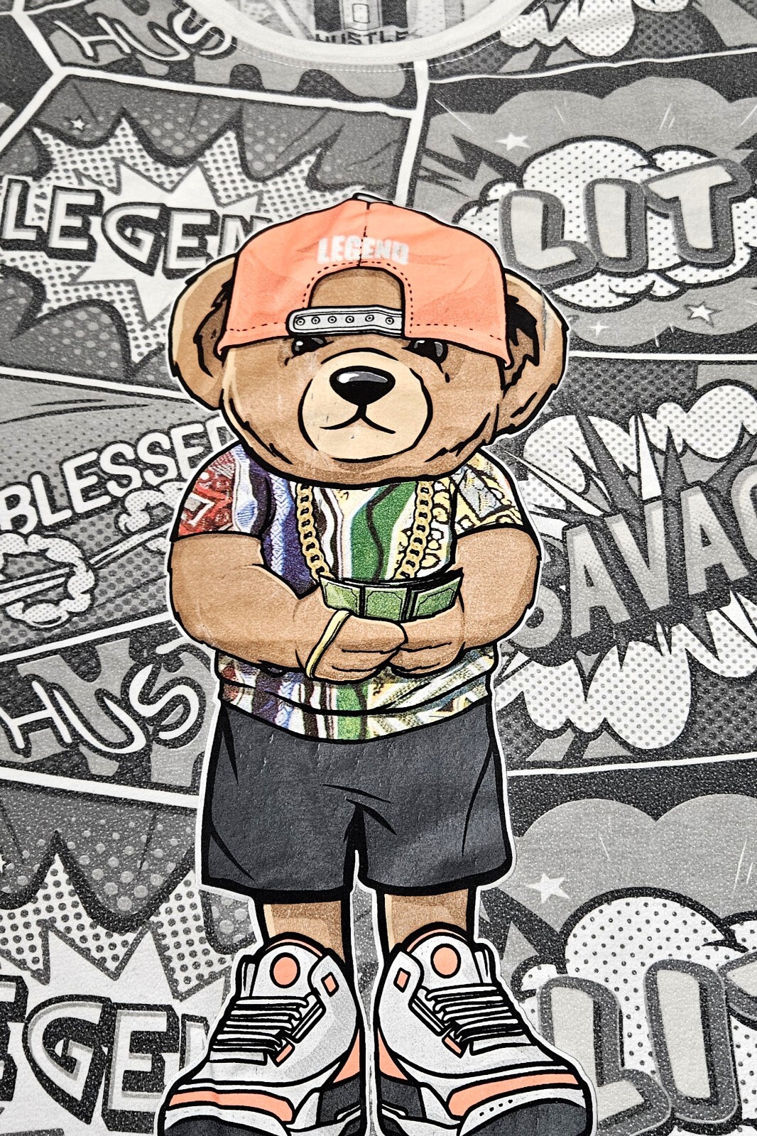 Hustle Blessed Bear Legend Mens 3XL Shirt All Over Print Street Wear Hip Hop gallery