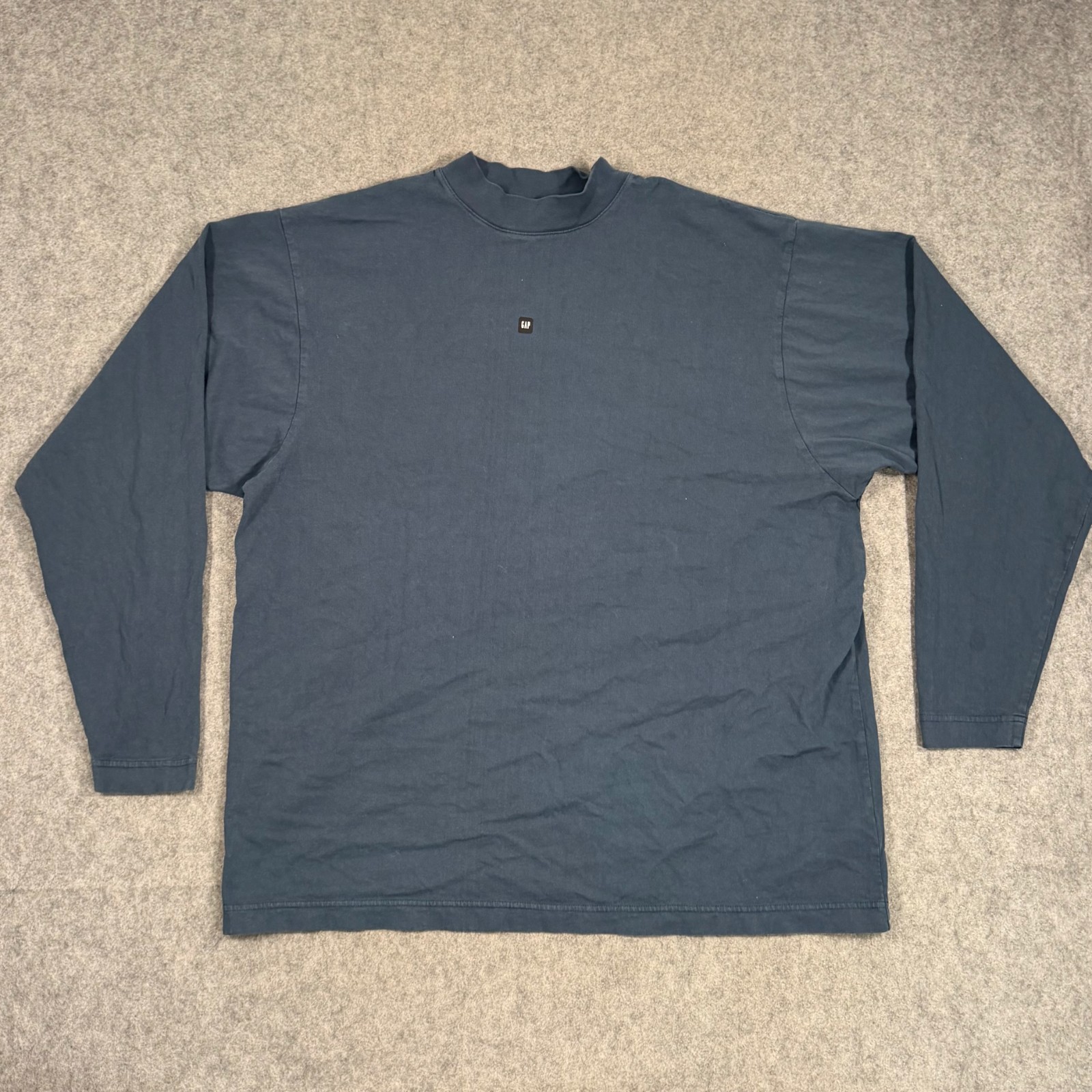 Yeezy Gap Blue Balenciaga Logo High Neck Long Sleeve Tee Men's Size Small gallery