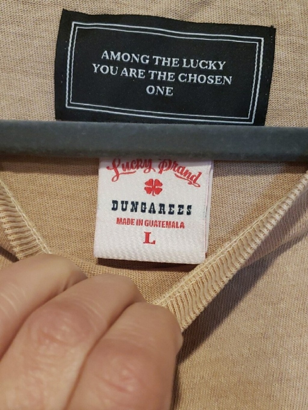NWT Lucky Brand Beige Tee with Red & Blue Graphic gallery