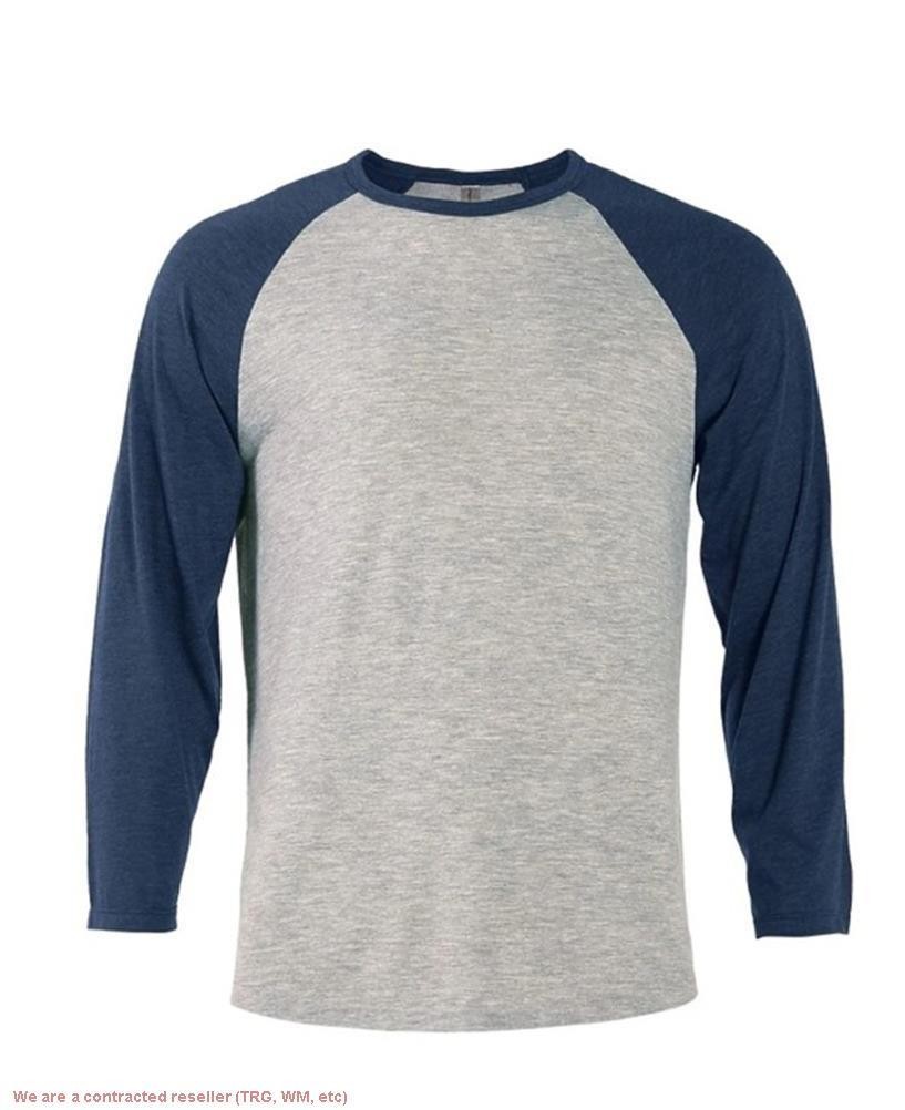 Delta Apparel P611T Men's Raglan Tee Heather Gray/Navy XL *SEE DEAL!!!* gallery
