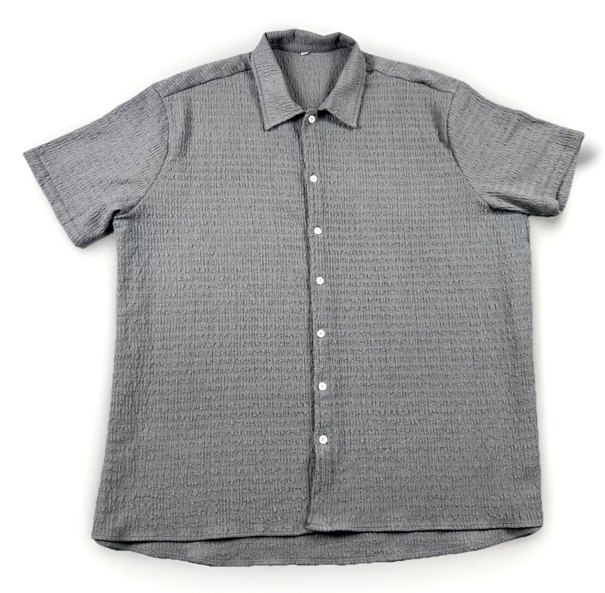 Men’s 4XL Gray Textured Fabric Shorts Sleeve T-shirt Soft Corrugated Stretch