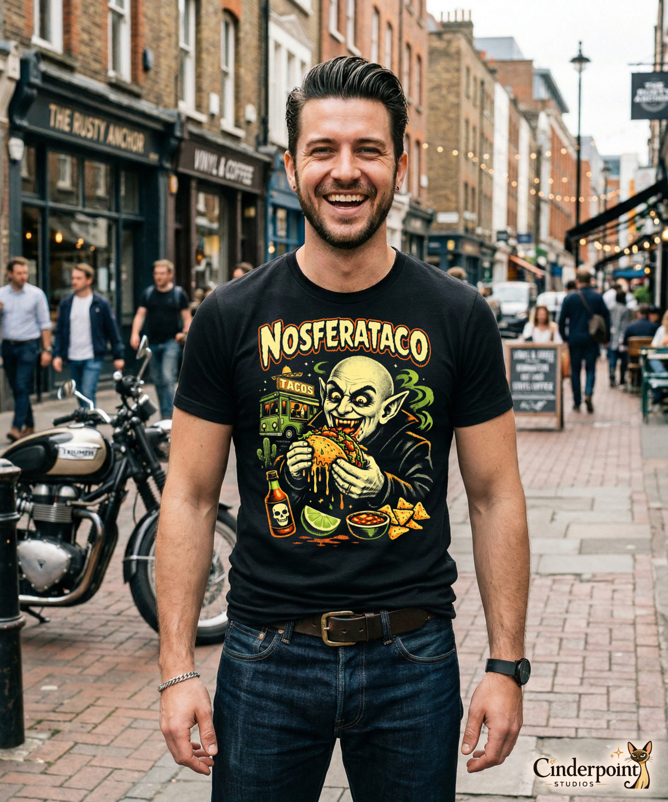Nosferataco T-Shirt - Funny Nosferatu Vampire Horror Campy Taco Lovers Tee XS-5X gallery