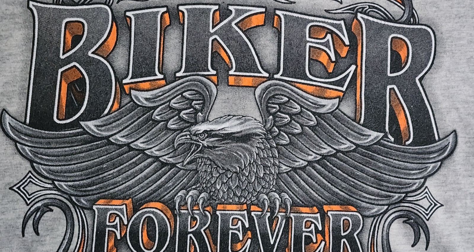 Biker Forever T- Shirt Men’s Sz Large Motorcycle Eagle USA American Tee gallery