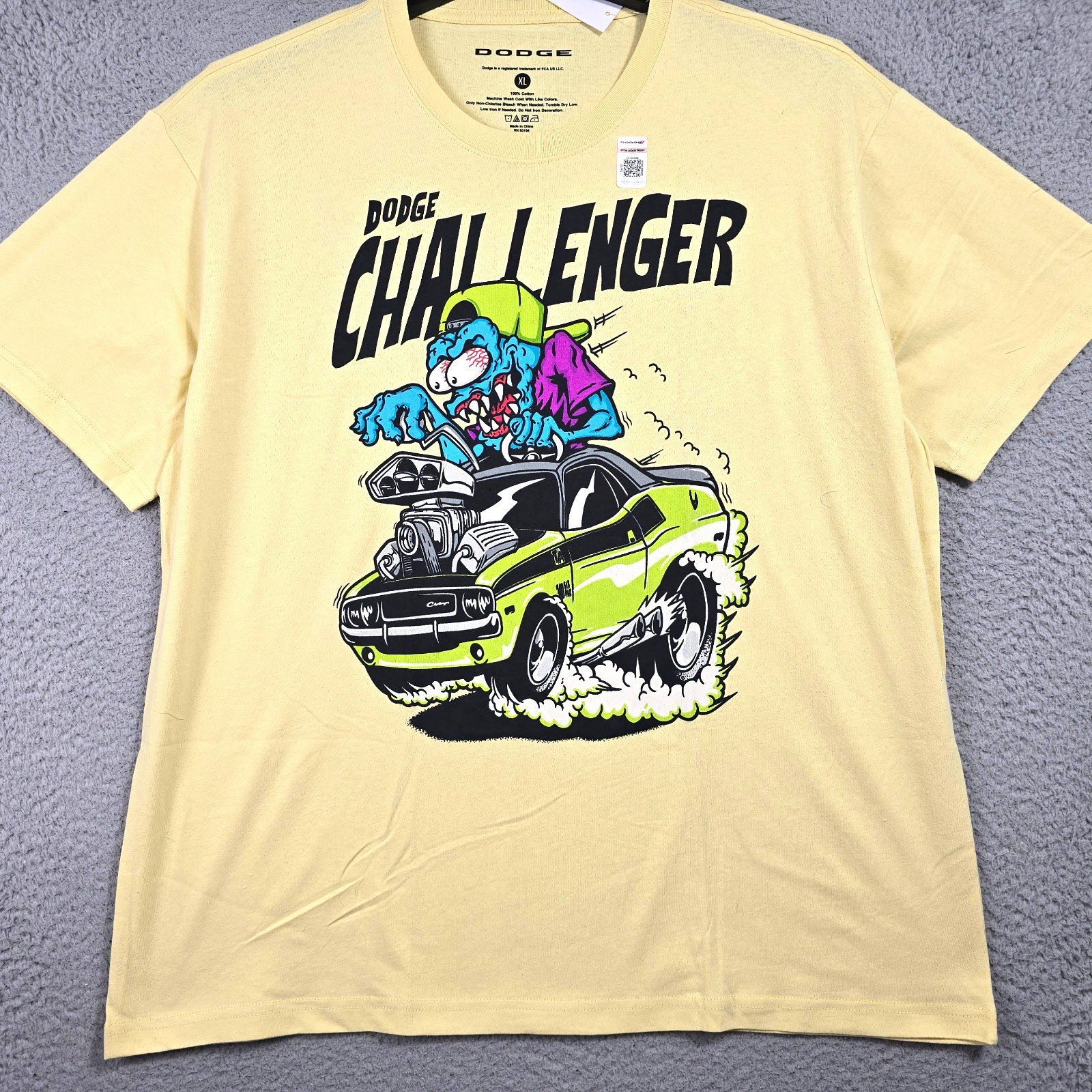 Ratfink Dodge Challenger Shirt Mens XL Yellow Mopar American Muscle Car NWT gallery
